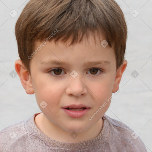 Neutral white child male with short  brown hair and brown eyes