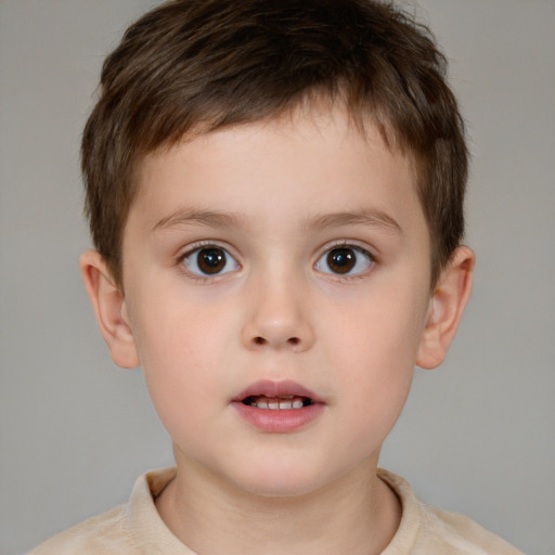 Neutral white child male with short  brown hair and brown eyes