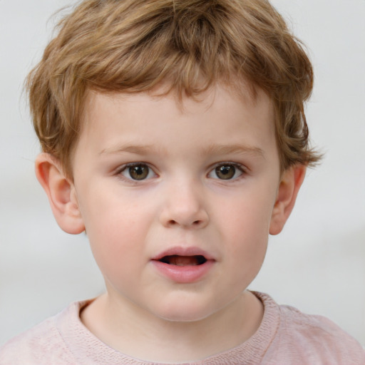 Neutral white child male with short  brown hair and brown eyes