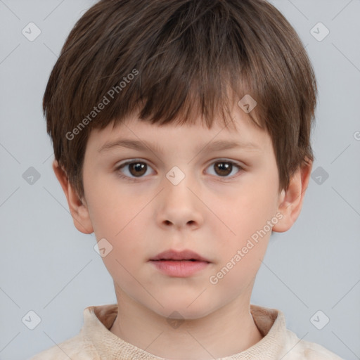 Neutral white child male with short  brown hair and brown eyes