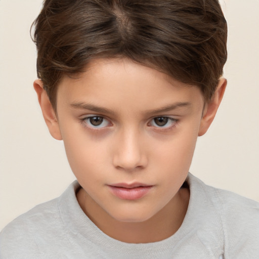 Neutral white child female with short  brown hair and brown eyes