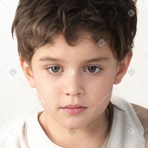 Neutral white child male with short  brown hair and brown eyes