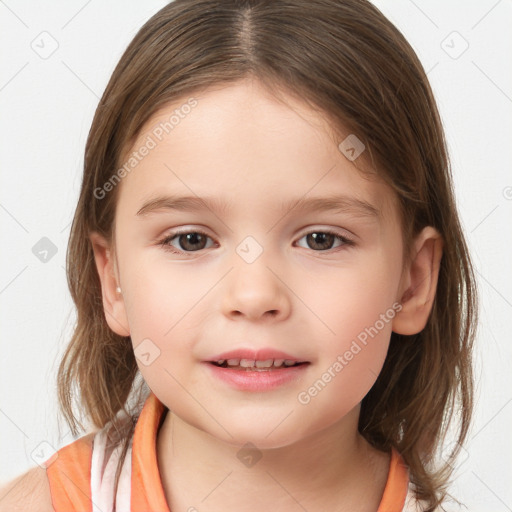 Neutral white child female with medium  brown hair and brown eyes