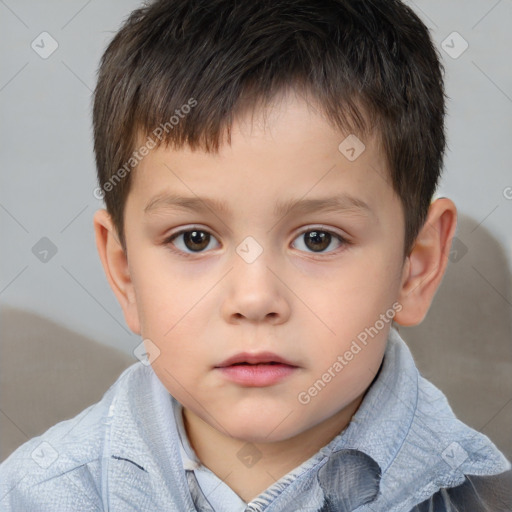 Neutral white child male with short  brown hair and brown eyes