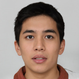 Neutral asian young-adult male with short  brown hair and brown eyes