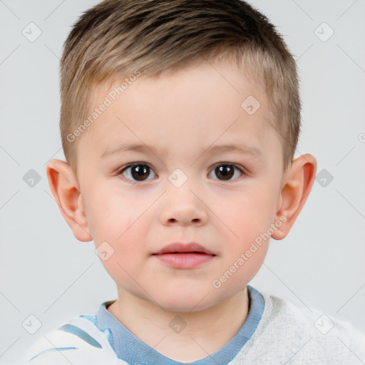 Neutral white child male with short  brown hair and brown eyes