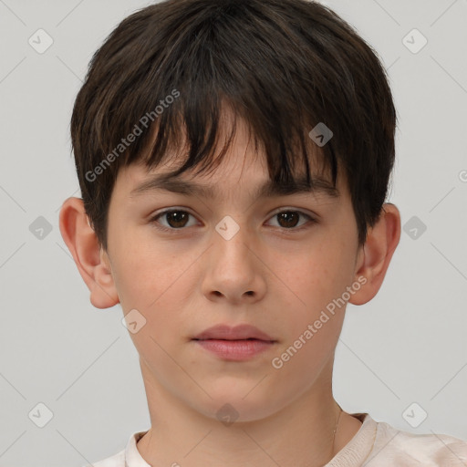 Neutral white child female with short  brown hair and brown eyes