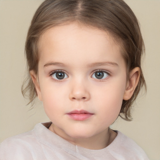 Neutral white child female with medium  brown hair and brown eyes