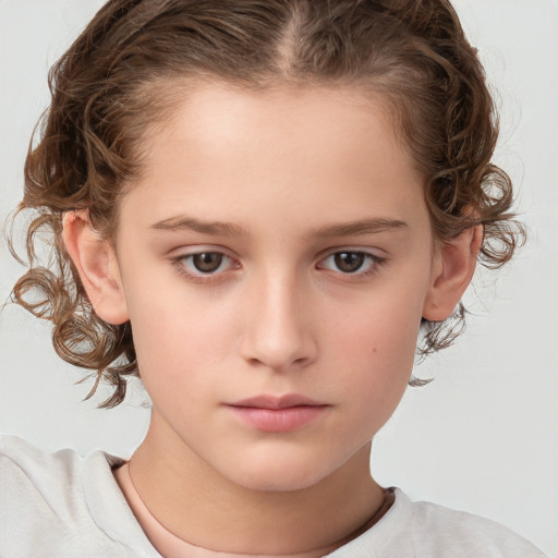 Neutral white child female with medium  brown hair and brown eyes