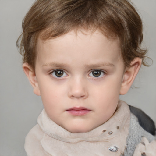 Neutral white child male with short  brown hair and grey eyes