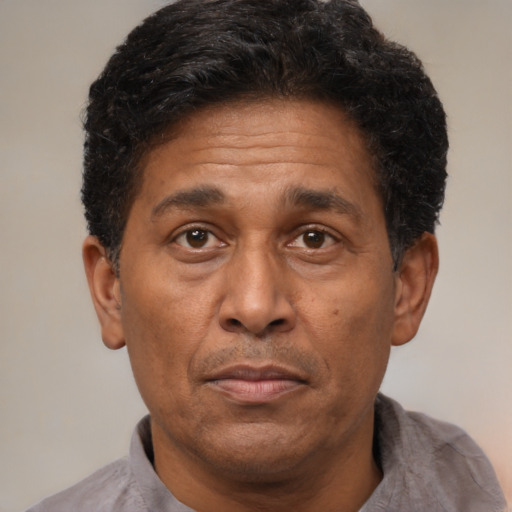 Joyful latino adult male with short  brown hair and brown eyes