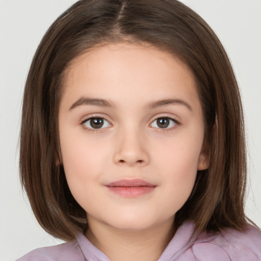 Neutral white child female with medium  brown hair and brown eyes