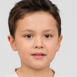 Neutral white child male with short  brown hair and brown eyes