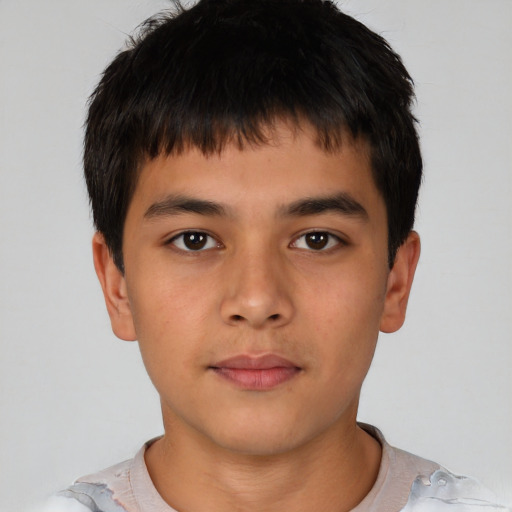Neutral asian young-adult male with short  brown hair and brown eyes