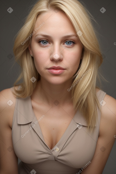 Caucasian adult female with  blonde hair