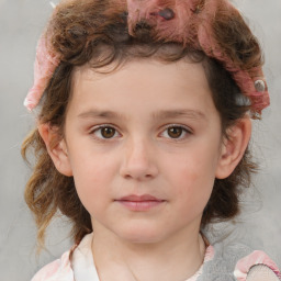 Neutral white child female with medium  brown hair and brown eyes