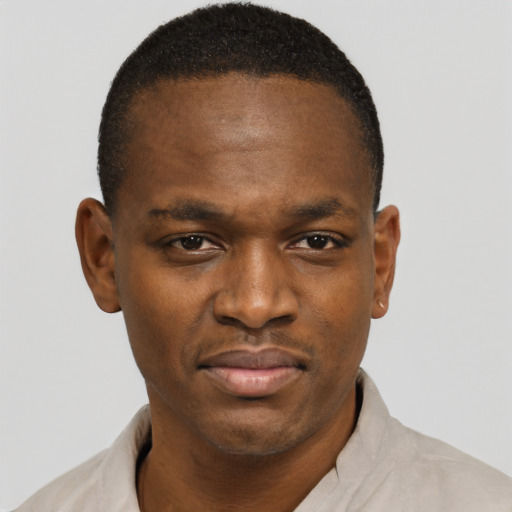 Neutral black young-adult male with short  brown hair and brown eyes