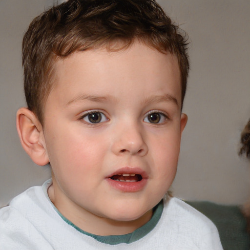 Neutral white child male with short  brown hair and brown eyes