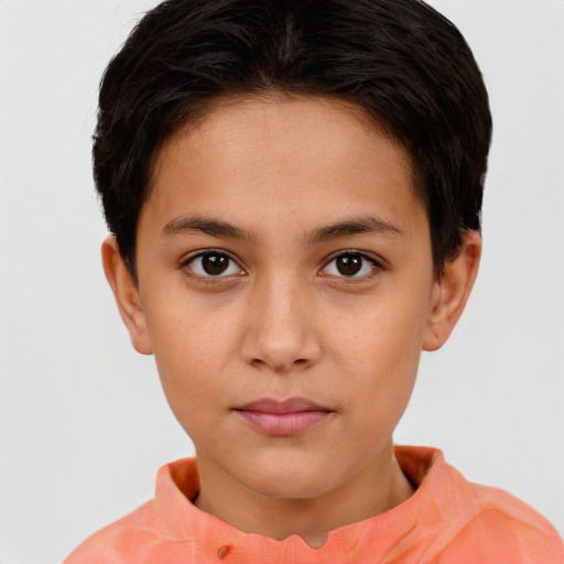 Neutral white young-adult female with short  brown hair and brown eyes