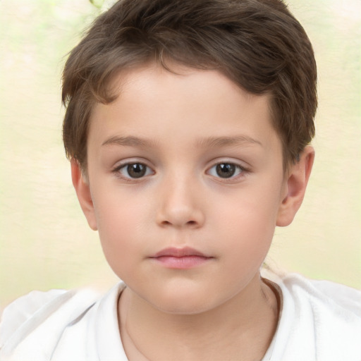 Neutral white child male with short  brown hair and brown eyes