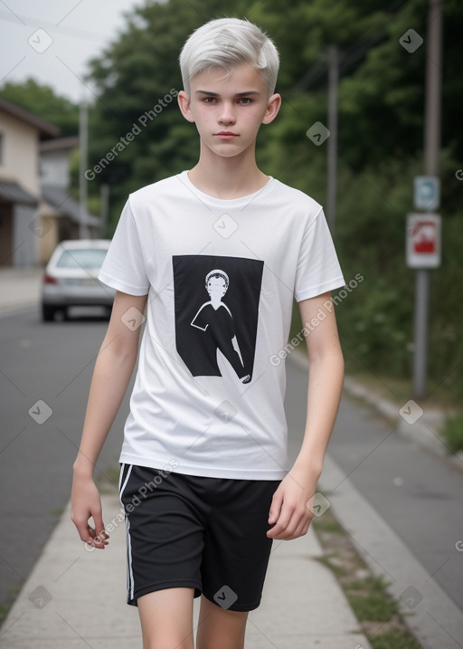 Slovenian teenager boy with  white hair