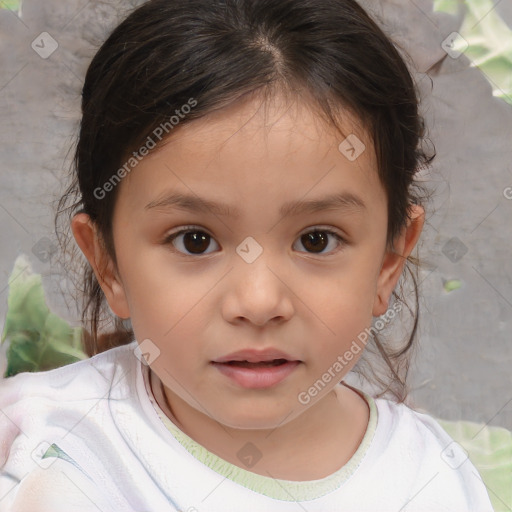 Neutral white child female with medium  brown hair and brown eyes