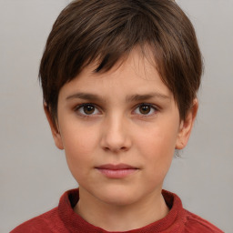 Neutral white child female with short  brown hair and brown eyes