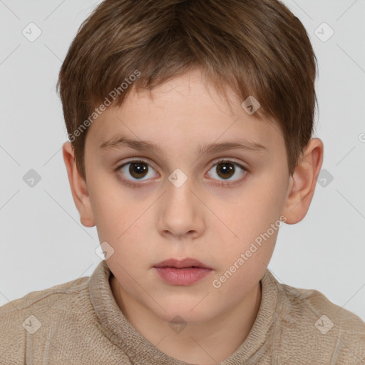 Neutral white child male with short  brown hair and brown eyes