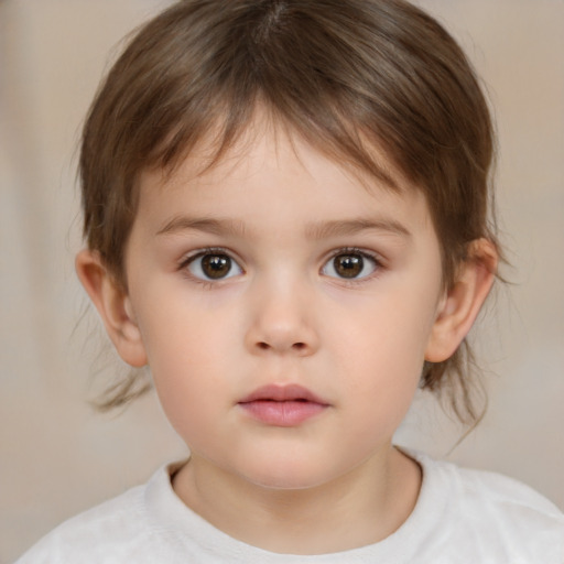 Neutral white child female with medium  brown hair and brown eyes