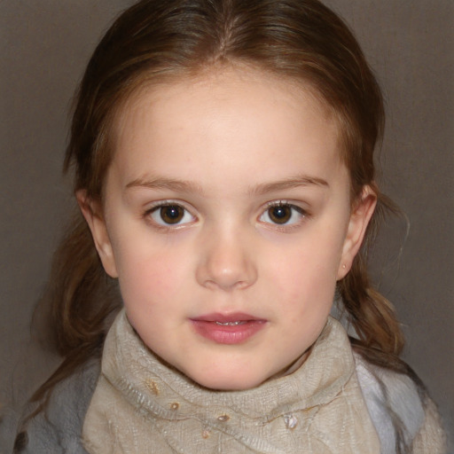 Neutral white child female with medium  brown hair and brown eyes