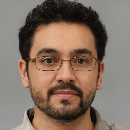 Neutral white adult male with short  brown hair and brown eyes