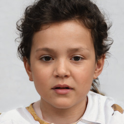 Neutral white child female with short  brown hair and brown eyes