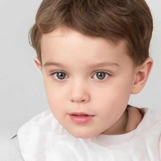 Neutral white child male with short  brown hair and brown eyes