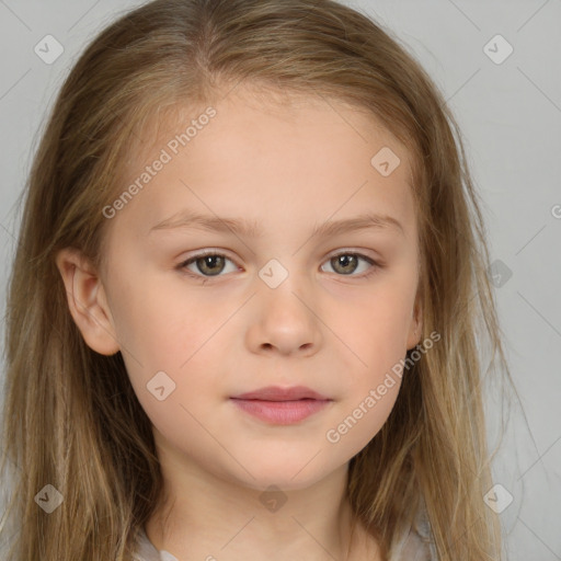 Neutral white child female with medium  brown hair and brown eyes