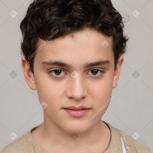 Neutral white child male with short  brown hair and brown eyes