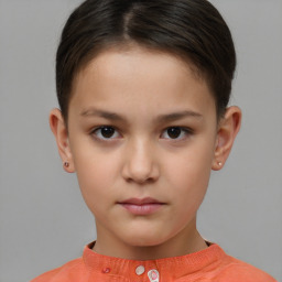 Neutral white child female with short  brown hair and brown eyes