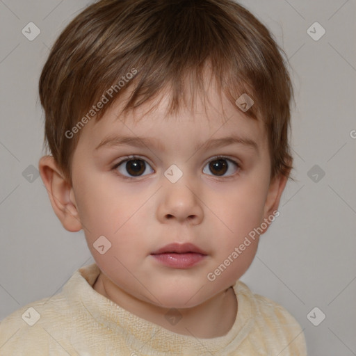 Neutral white child male with short  brown hair and brown eyes