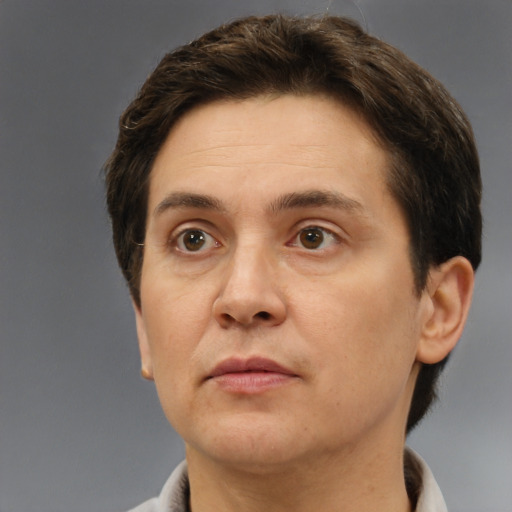 Neutral white adult male with short  brown hair and brown eyes