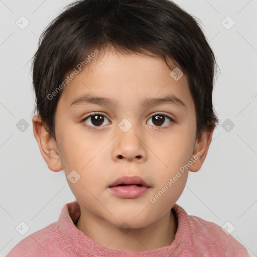 Neutral white child male with short  brown hair and brown eyes