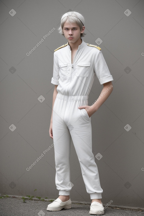 Latvian teenager boy with  white hair