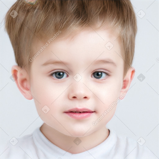 Neutral white child male with short  brown hair and brown eyes