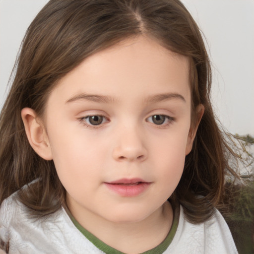 Neutral white child female with medium  brown hair and brown eyes