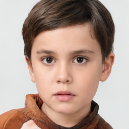 Neutral white child male with short  brown hair and brown eyes