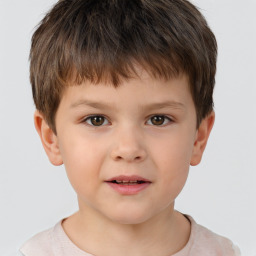 Neutral white child male with short  brown hair and brown eyes