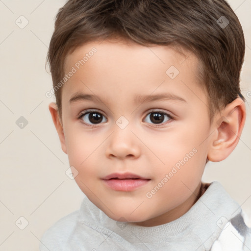 Neutral white child male with short  brown hair and brown eyes