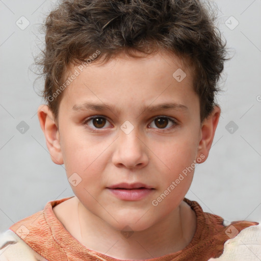 Neutral white child male with short  brown hair and brown eyes