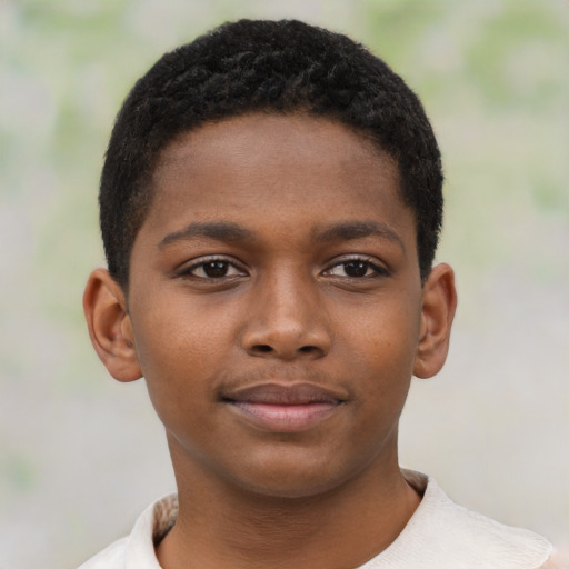 Neutral black child male with short  brown hair and brown eyes