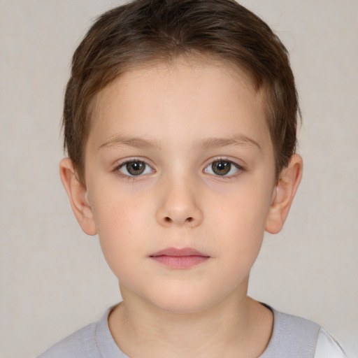 Neutral white child female with short  brown hair and brown eyes