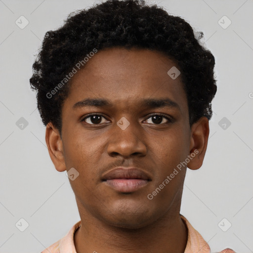 Neutral black young-adult male with short  brown hair and brown eyes