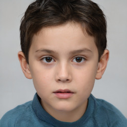 Neutral white child male with short  brown hair and brown eyes